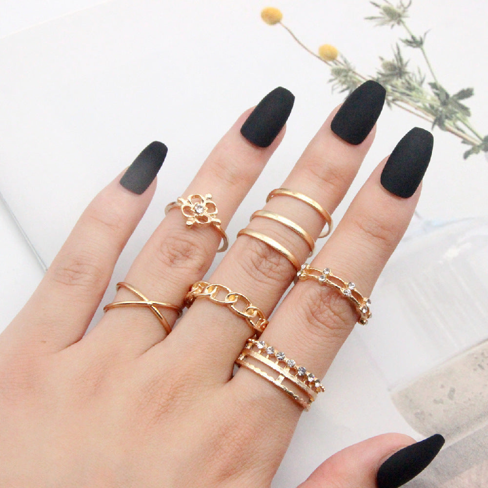 Retro Personality 8 Pieces Set Rings